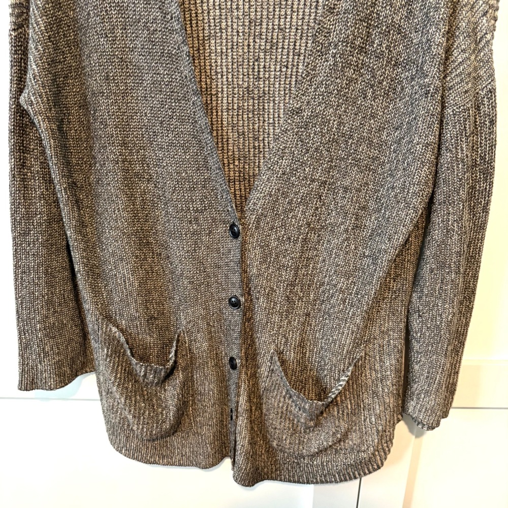 Eileen Fisher Women's Black and Cream Grandpa Cardigan Sweater in Size L - Picture 4 of 11